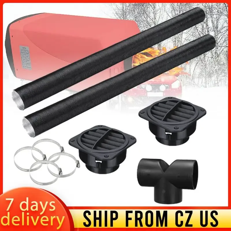 2sets 75mm Heater Ducting w/Air Vent Outlet + T Shape Connector For Webasto Eberspaecher Air Diesel Parking Heaters