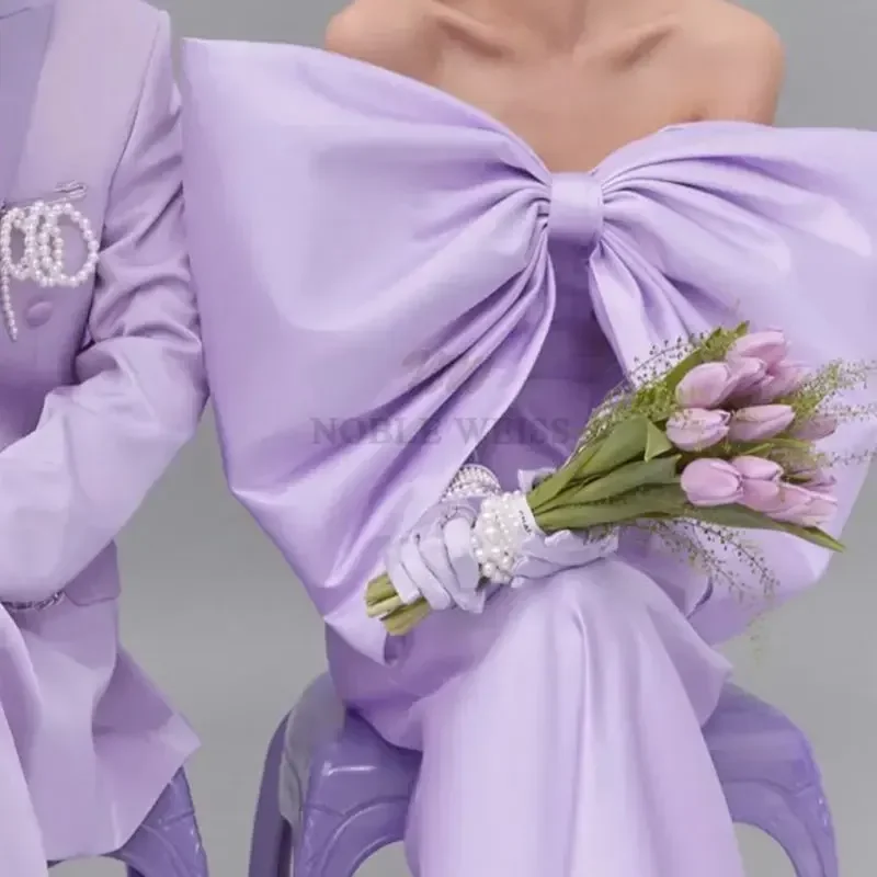 Grande cetim arco removível vestido de casamento nós acessórios foto modelagem adereços roxo vestido de festa arco