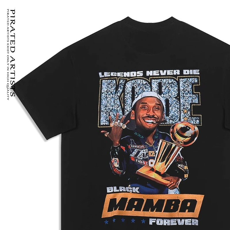 

2025 American Retro Vintagenba Star Kobe Hip Hop Short Sleeve T-shirt High Quality Luxury Brand Selling Popular Styles