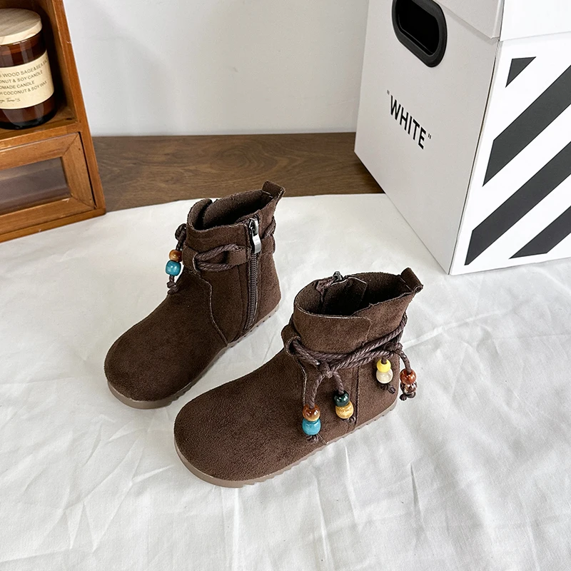 

2025 Children Casual Short Boots for Girls Autumn Winter New Fashion Korean Style Soft Sole Non-slip Versatile Princess Shoes
