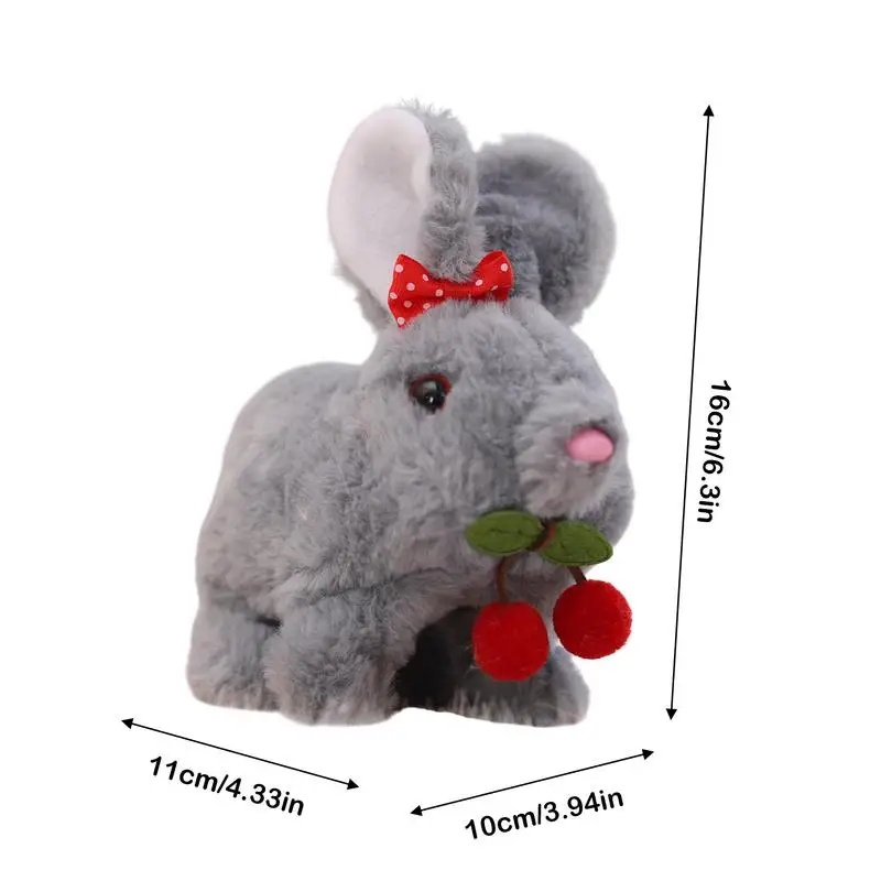 かわいいバニーぬいぐるみ電気ウサギ人形ウォーキングぬいぐるみ音付きリアルなソフト人形弓チェリーインタラクティブバニーおもちゃイースター