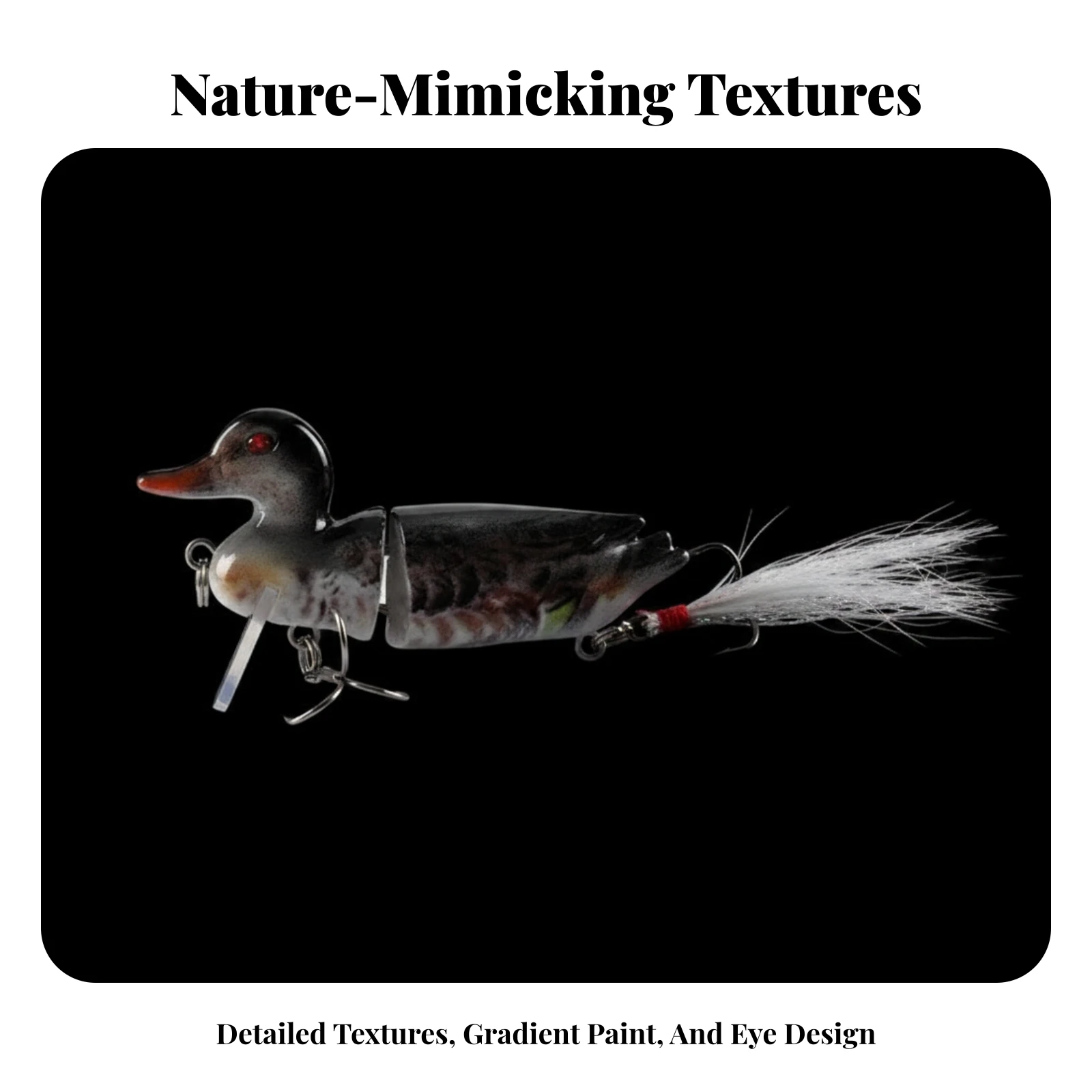 Duck Lure with Feather Tail Segmented Duck Fishing Lure Jointed Swimbait Topwater Tackle Bionic for Anglers