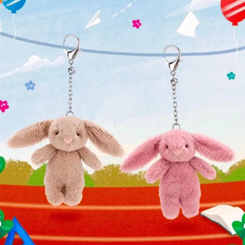 Stuffed Animals Cute Cartoon Rabbit Keychain Love Pompom Trinket Toy Girl Bag Car Keychain Mobile Phone Pendant Jewelry Gift image 3