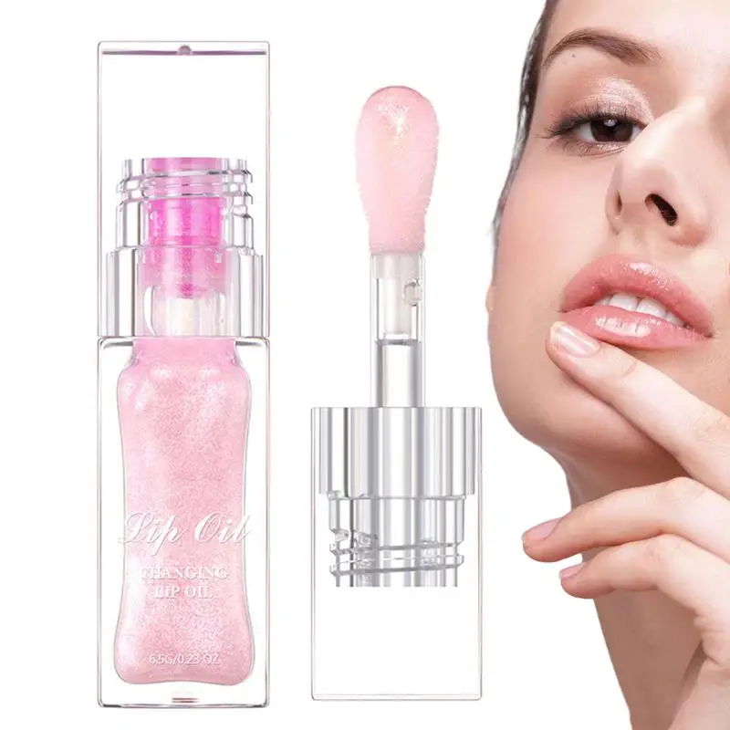 Glänzende Perle Feuchtigkeit creme Farbwechsel Lip gloss transparente Farbwechsel Glas Lippen öl Glitter Wasser Lip gloss Lip Glasur