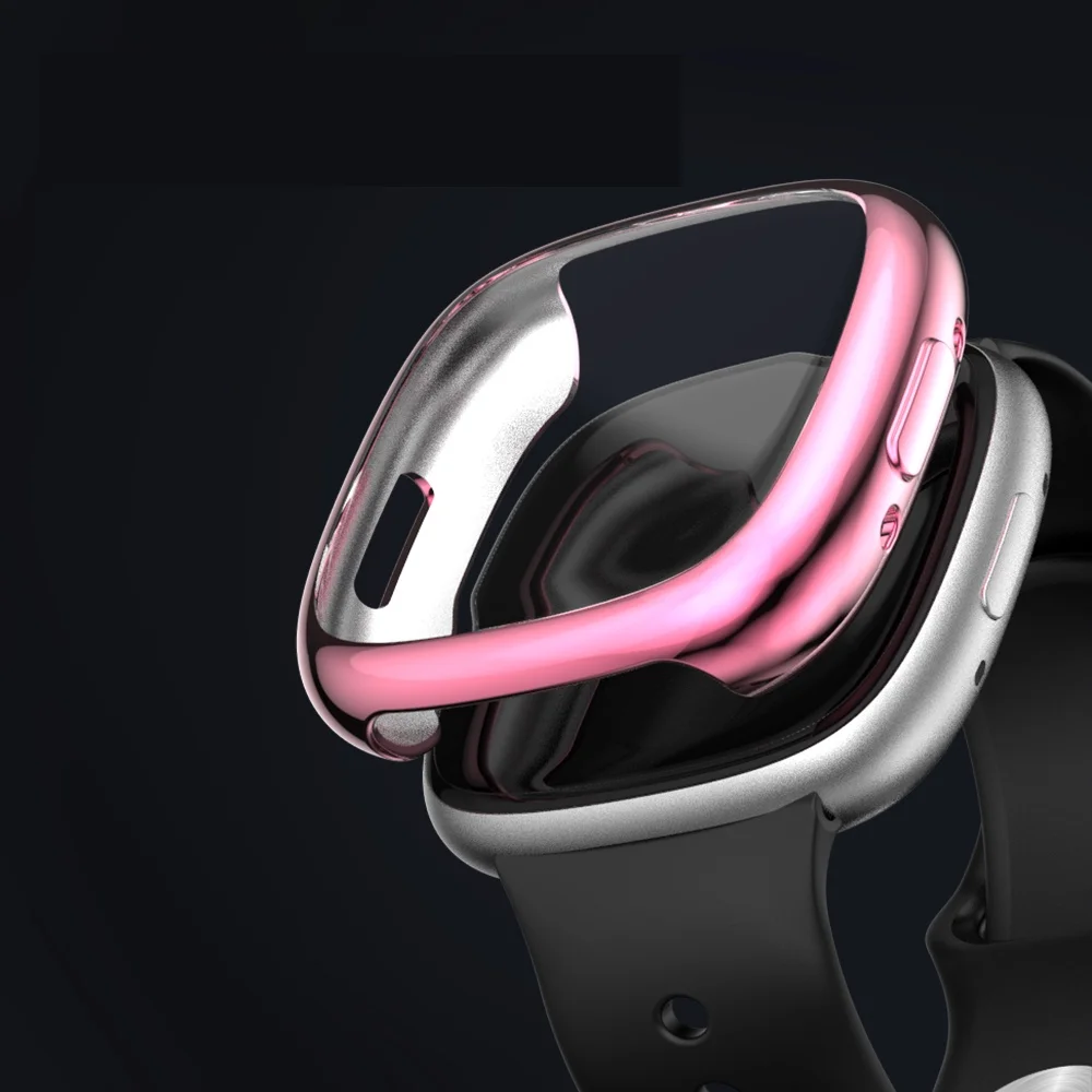Чехол из ТПУ для Fitbit Versa 4 Sense 2, мягкий блестящий тонкий чехол с полным покрытием