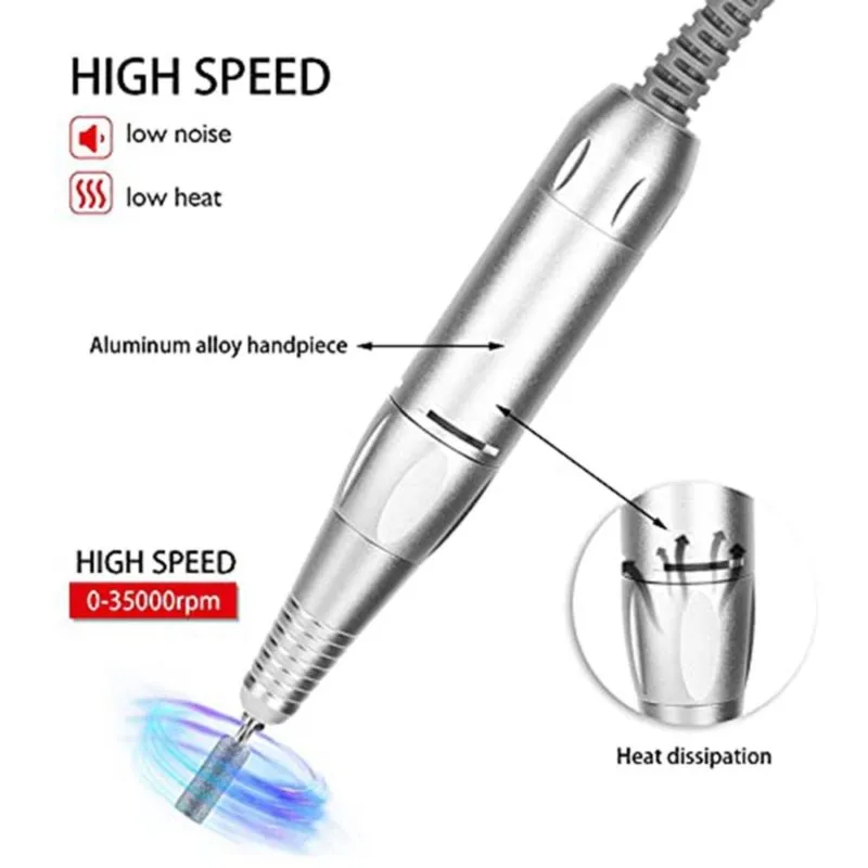 12V Nails Drill Handpiece Replacement for Salon and Home Use Handpiece Handle Machine with 35000 RPM Speed [lMr A83]