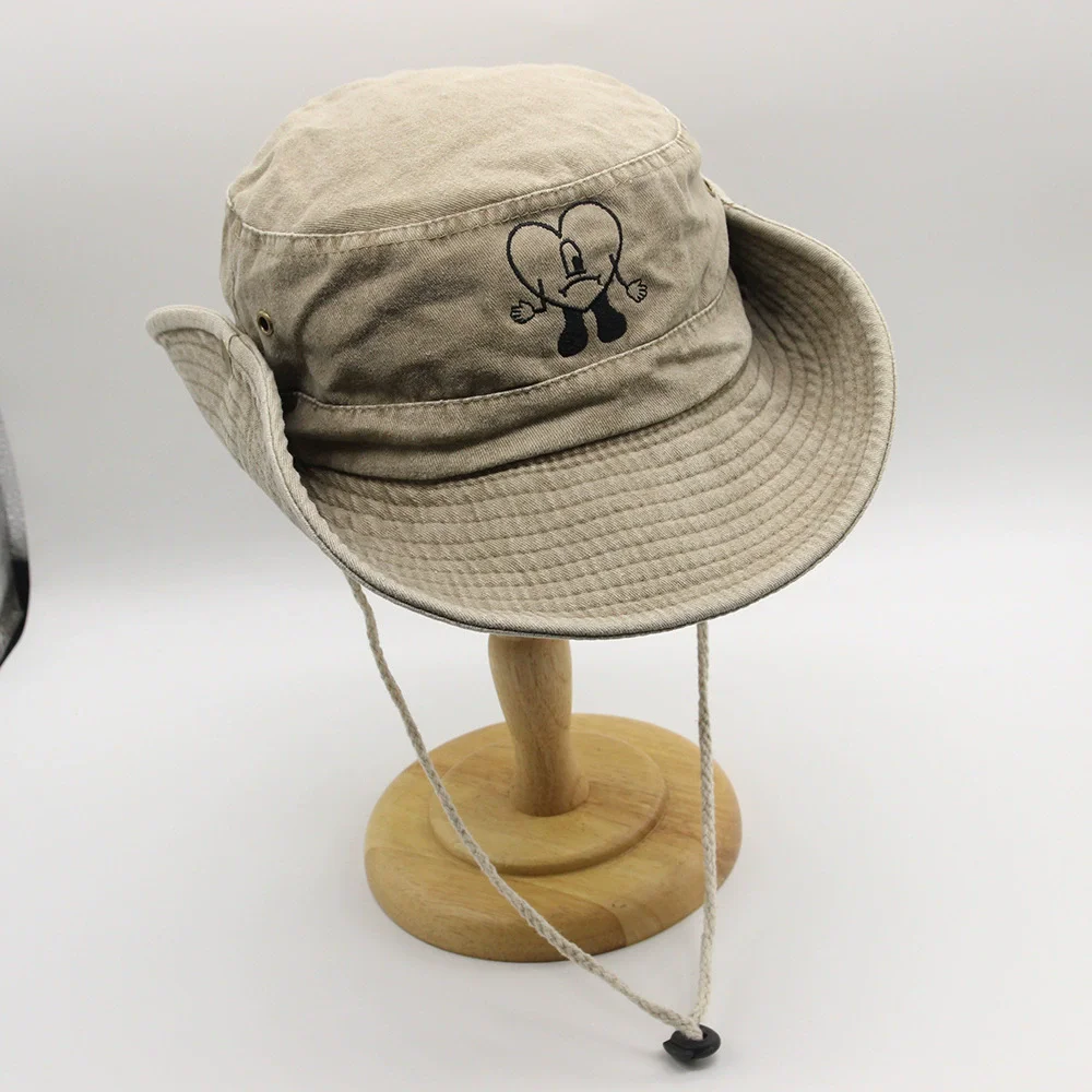 Man Cotton Embroidered Bad Bunny Fisherman Hats UN VERANO SIN TI Bucket Hat Woman Summer Foldable Sun Hat