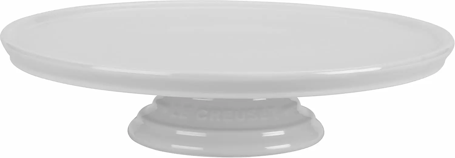 

12-inch White Stoneware Cake Stand, Elegant and Durable for Baking and Serving