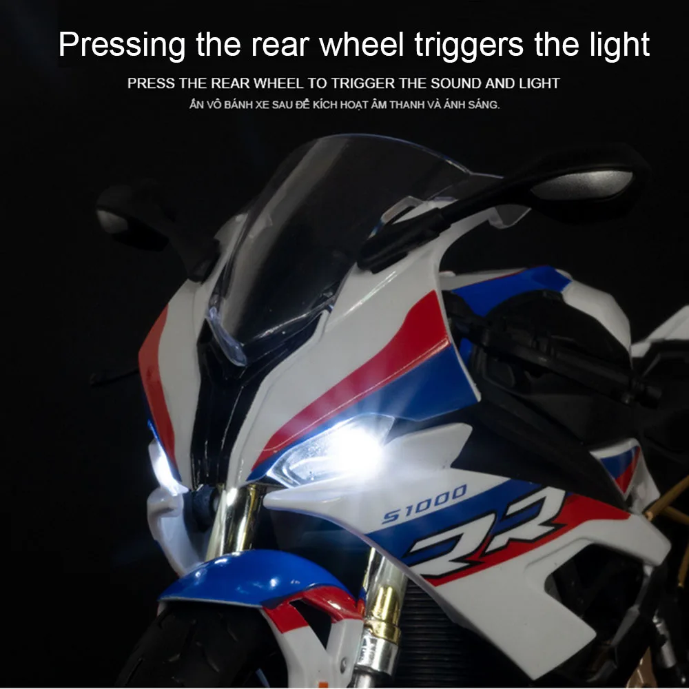 1/9 S1000RR Alloy Motorcycle Model Toy Simulation Metal Diecast Toy Racing Street Motorcycle Models for Kids Gifts Collection