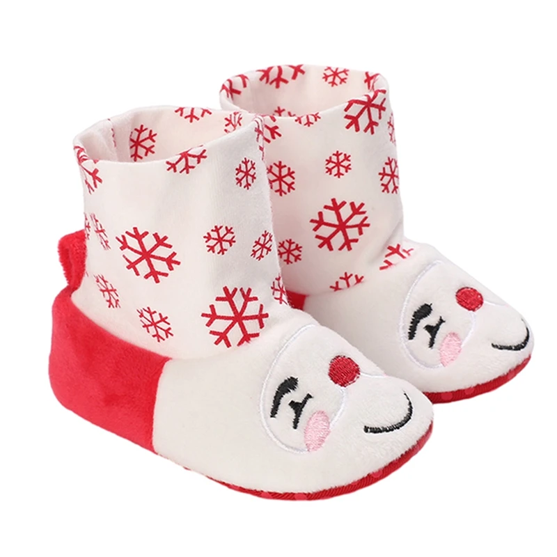 0-18M Baby Winter Warm Snow Boots Christmas Cartoon Pattern Cute Boots Warm Baby Toddler Shoes Snow Boots