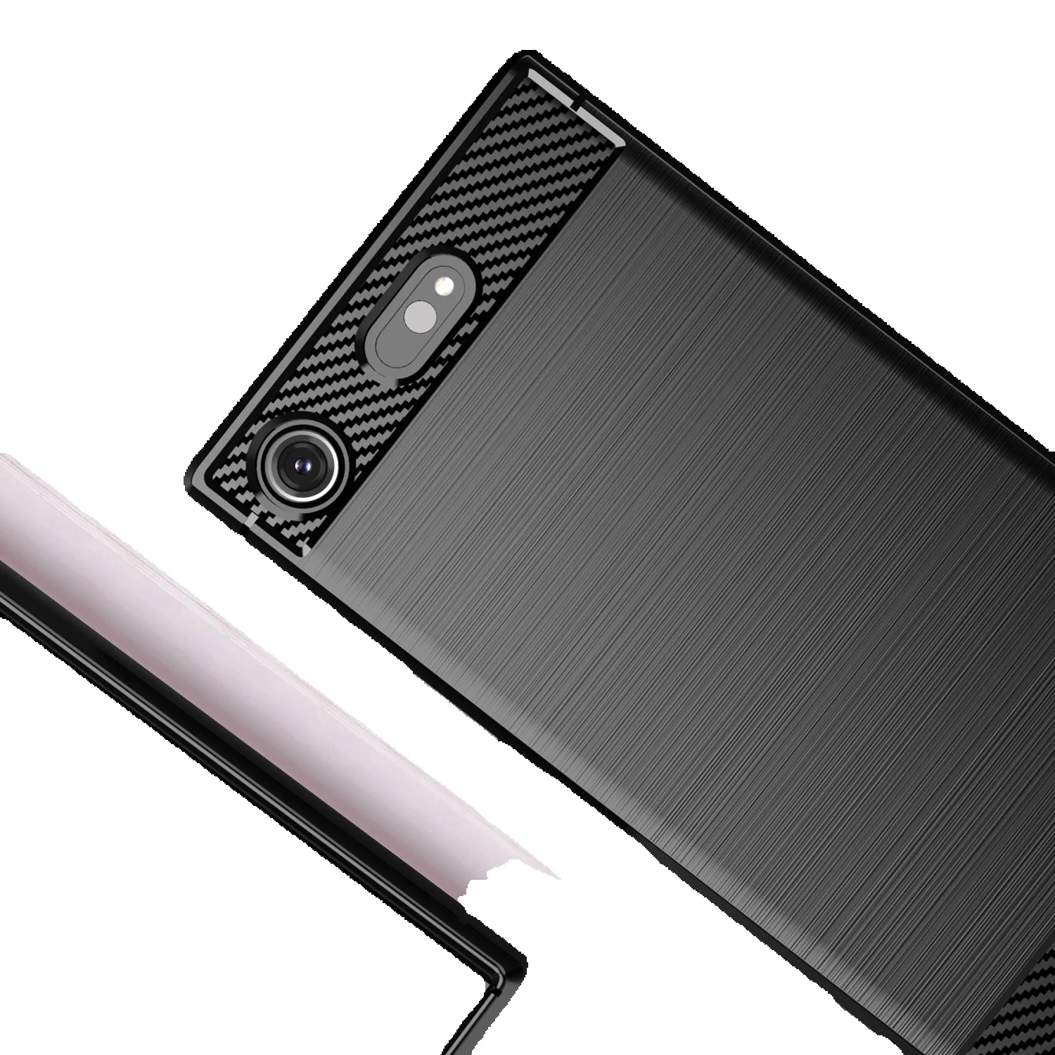 소니 Xperia 컴팩트 XZ1 용 충격 방지 실리콘 케이스, 소니 Xperia XZ1 미니 소프트 폰 커버, 탄소 섬유 케이스