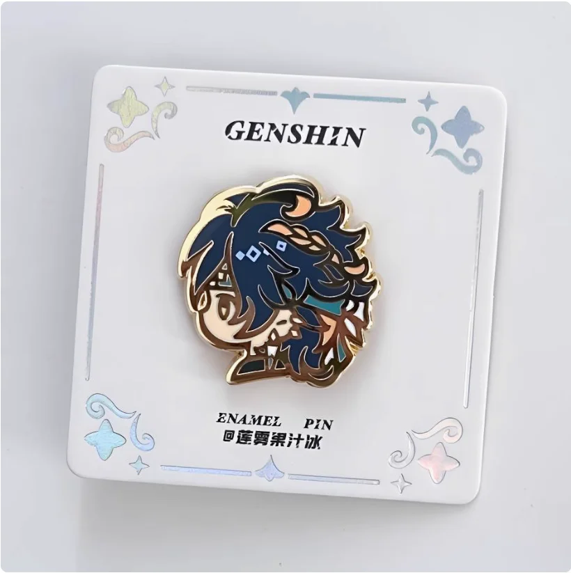 2025 Anime Game Genshin Impact Imitation Enamel Metal Badge Zhongli Kinich Xiao Wanderer Furina Baji Brooch Button Cartoon Gift