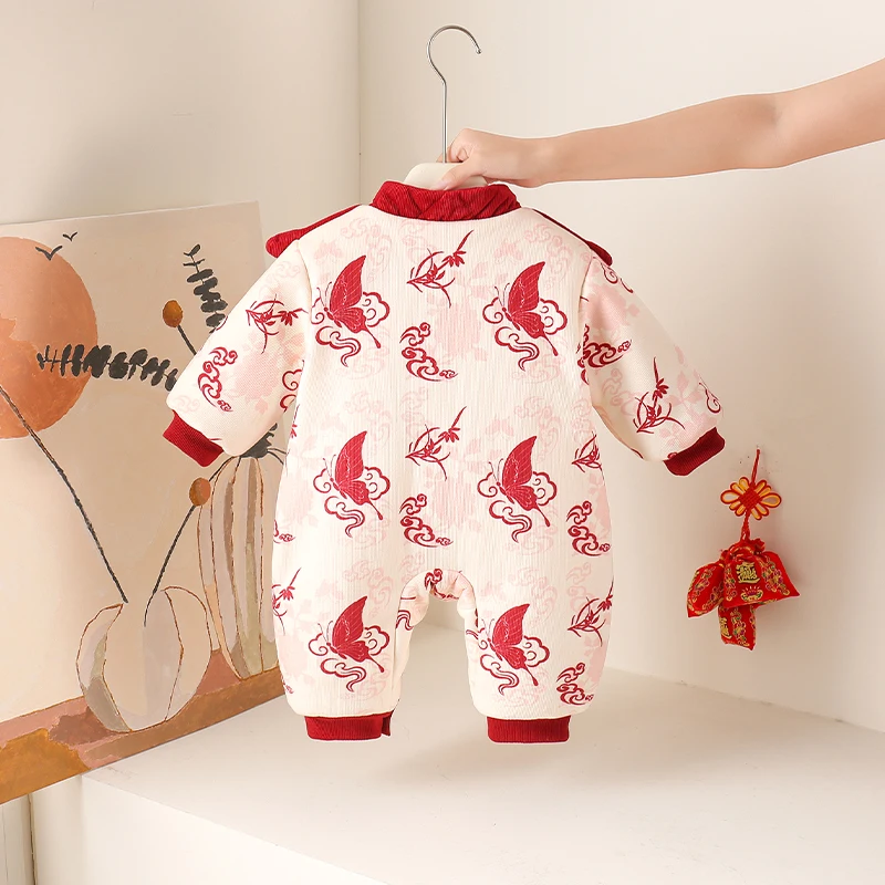 Tenue du nouvel an pour bébé, combinaison d'hiver en coton doublé de Fce, vêtements pour nouveau-né, chaud et neutre, T-irt Long Sve