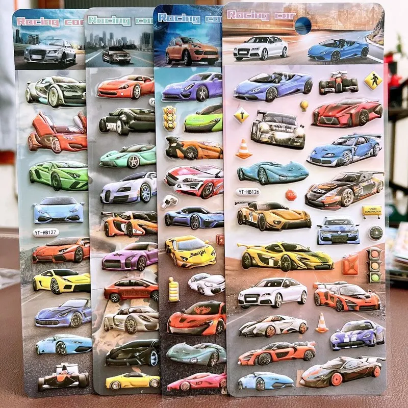 mixed-20pcs-construction-vehicle-cars-excavator-3d-bubble-sticker-decoration-decal-cute-reward-puffy-sticker-stationery-supplies