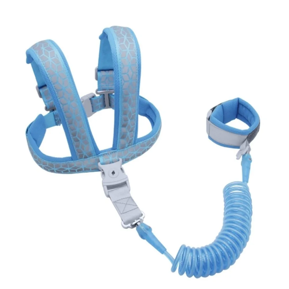 

Reflective Child Anti Lost Wrist Link 2m 2in1 Baby Walking Safety Strap with Spring Rope Harness&Bracelet Loss Prevention Belt
