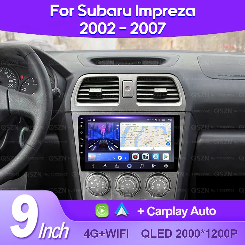 QSZN For Subaru Impreza WRX 2002 - 2007 2K QLED Android 13 Car Radio Multimedia Video Player GPS CarPlay Auto 4G Wifi Head Unit