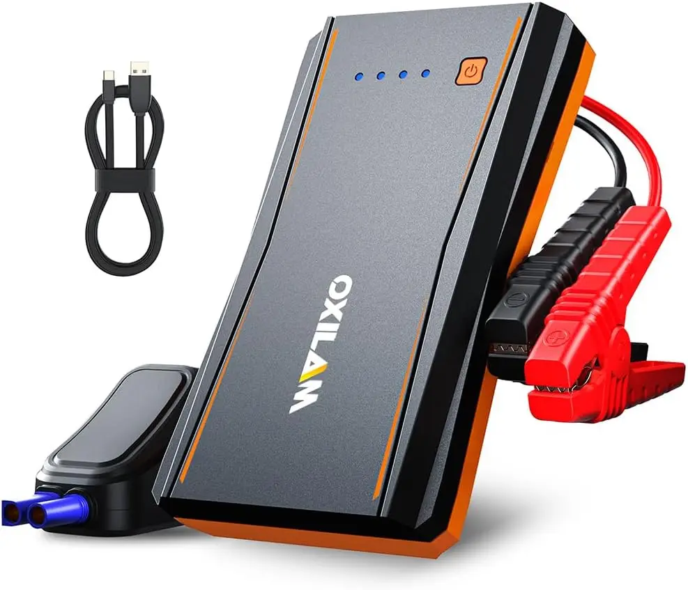 

Jump Starter 4000A, портативный аккумулятор 12 В для дизельного двигателя 10 л и 8 л, со светодиодным фонариком и блоком питания, оранжевый