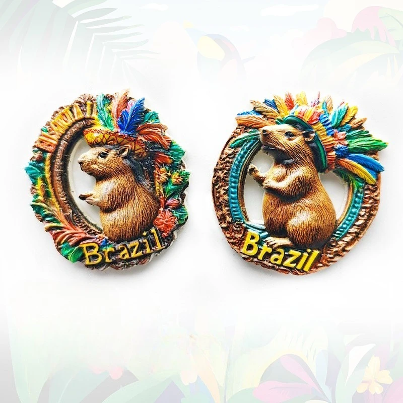 Brazilian Capybara Fridge Magnet - Animal Travel Souvenir Tropical Rainforest Decor Unique South American Gift with Magnet