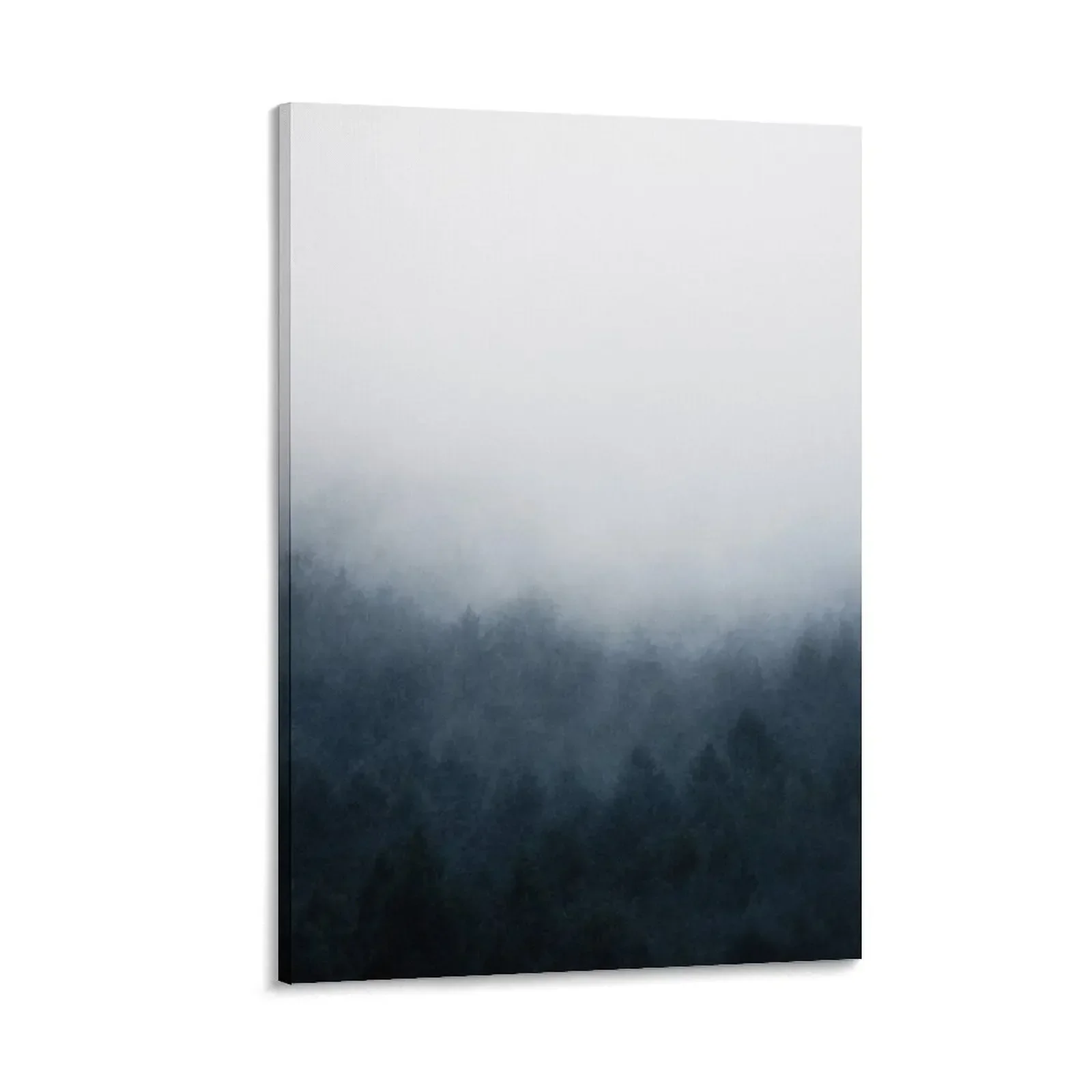 

All Over // Misty Fairytale Wilderness Forest With Cascadia Trees Covered In Magic Blue Fog Series Canvas Painting