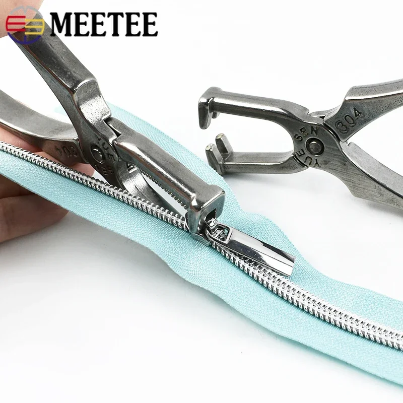 

Meetee 304 Stainless Steel Zips Repair Tool Kits Metal Zipper Pliers Bag Garment Zipper Install Stop DIY Sewing Accessories