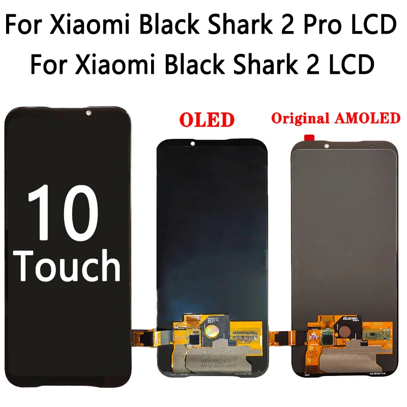 Imagem -02 - Amoled para Xiaomi Tubarão Preto Lcd Skw-h0 Tela do Painel de Toque Digitador Assembléia Reparo para Blackshark2 Pro Lcd Dlt-a0