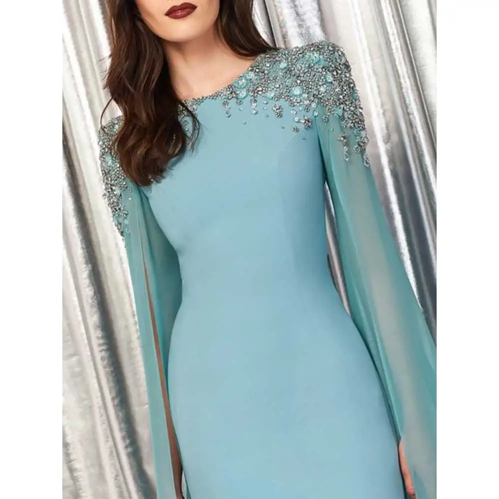 YUMDAI Blue Tassel Single Sleeve Cocktail Romper Saudi Arabian Ladies Special Occasion Formal Dress Party Ball Gown Candy Color