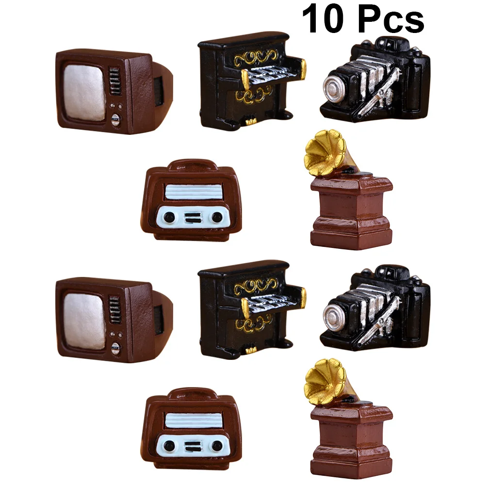 10개 레트로 장식품 미니 레진 장식품 가정 사무실 책상 빈티지 가정용 공예품 미적 사진 소품 선물