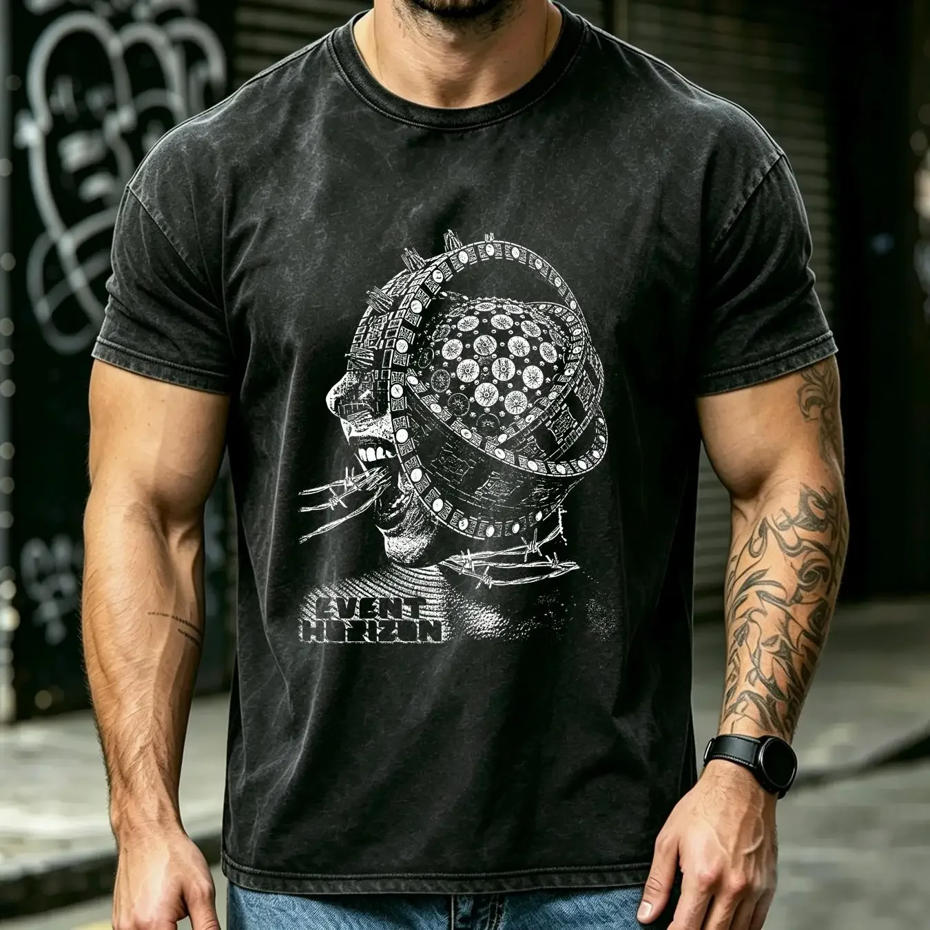 washed T Shirt Event Horizon 1997 Science Fiction Horror Film vintage Washed designer clothes Soft Top For Everyday Wear