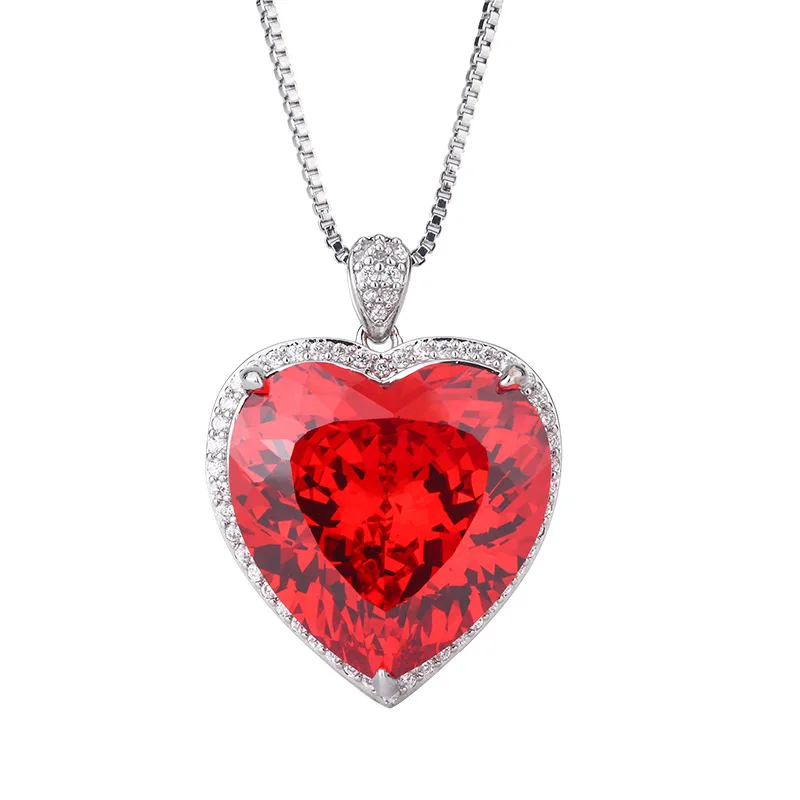 New Jewelry Bird's Nest Cut Retro Big Heart Pendant Necklace Main Stone 20*20