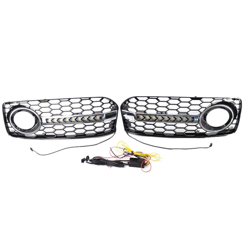 

2Pcs Front Grilles Bumper Fog Light Grille Lower Side Honeycomb with DRL Grille for Audi A5 S5 2 Door Coupe 2008-2012 RS5 B8