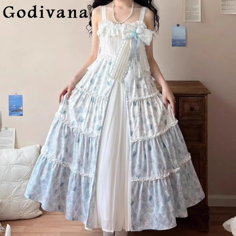 

Original Summer Jsk Lolita Dress Women's Daily Retro Elegant Suspender Dress Girl Sleeveless High Waist Lolita Dress