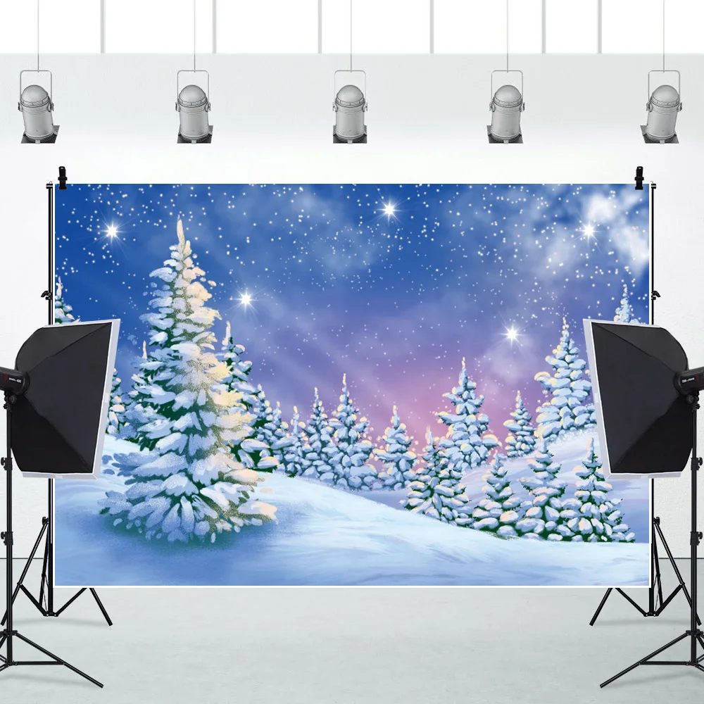 Yeele Winter Forest Background Snowy Mountain Covered Nature Scenery Christmas Pine Tree Photography Backdrop Photo Studio Props