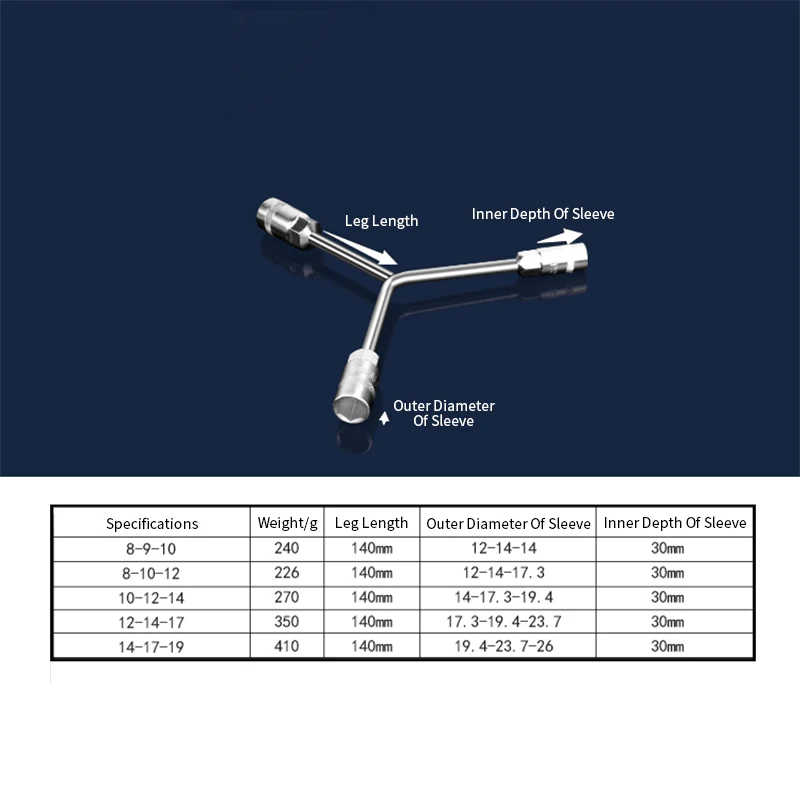 Llave hexagonal de 3 vías 8-9-10 10-12-14 12-14-17 llave tipo Y herramientas de reparación de bicicletas herramienta de reparación de combinación de enchufe hexagonal