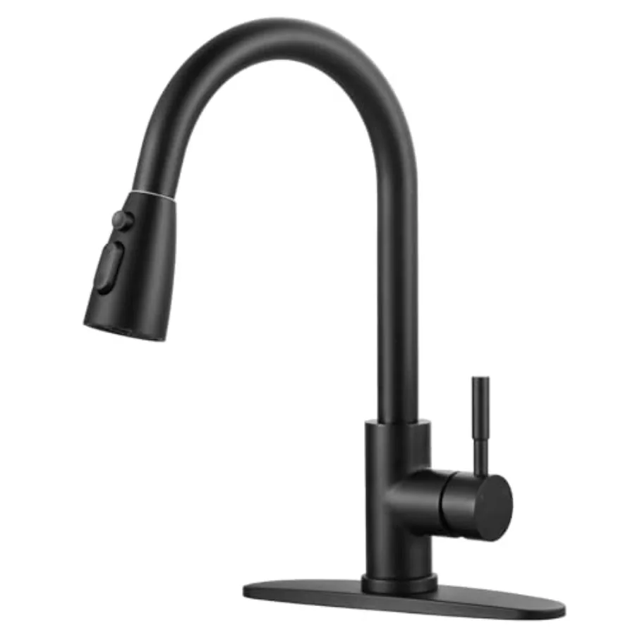 

Black Kitchen Faucet with Sprayer Pull Down Kitchen Sink Faucet Lead-Free Stainless Steel Single Handle Kitchen Faucets with De