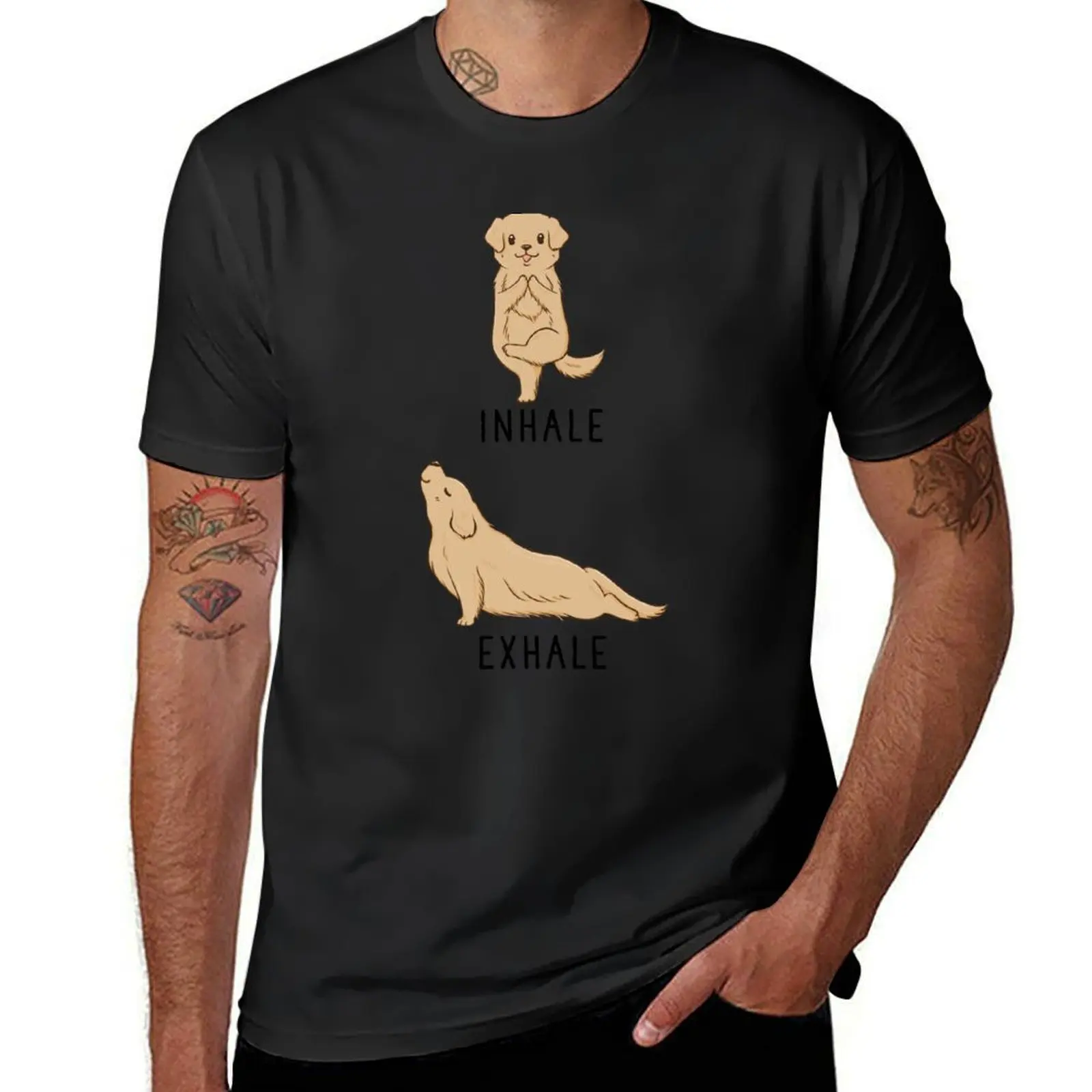 Inhale Exhale Golden Retriever Yoga T-Shirt cute tops oversizeds hippie clothes quick-drying workout shirts for men