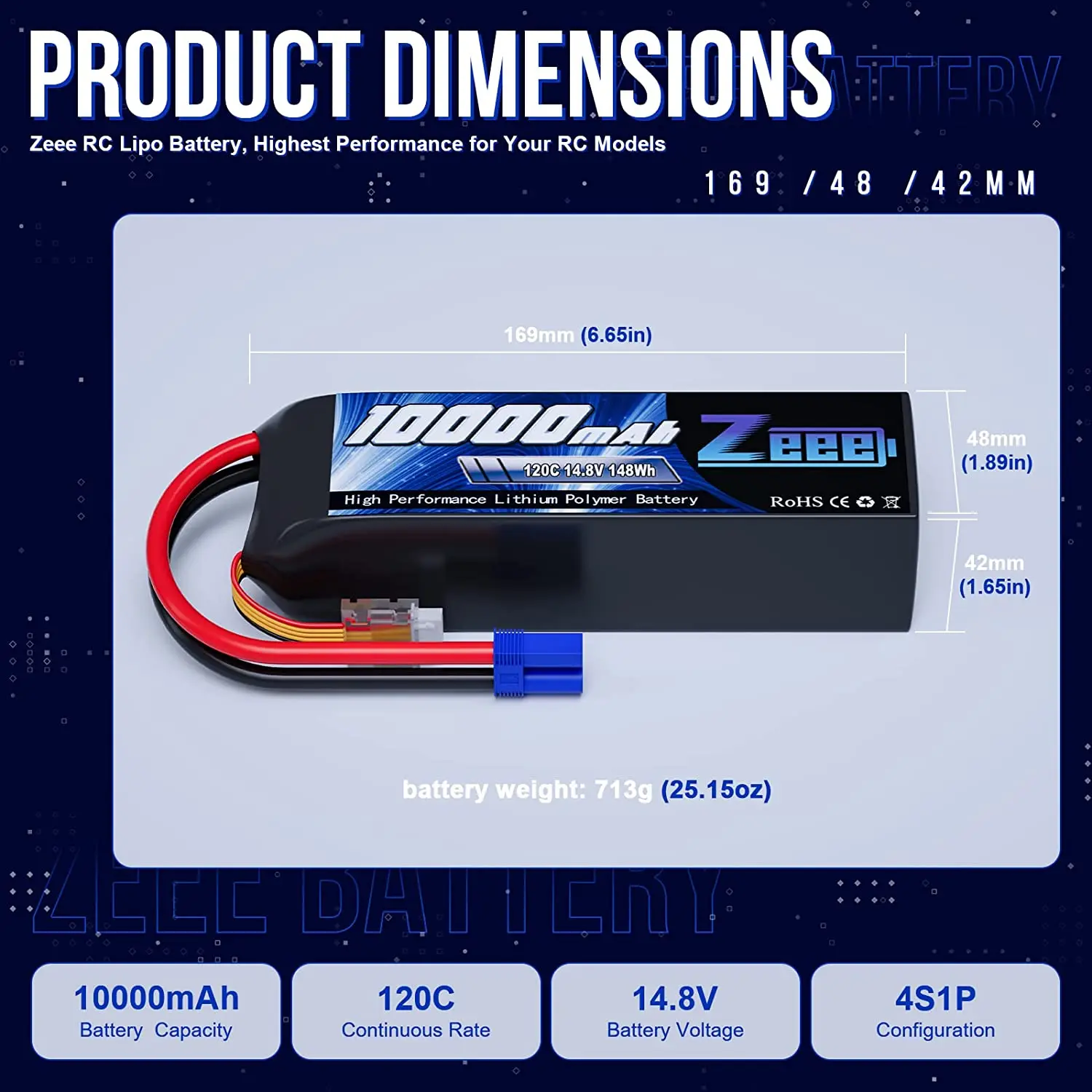 1/2units Zeee 4S 10000mAh Lipo Battery 14.8V 120C Softcase with EC5 Plug for RC Car Buggy Tank Train RC Racing Hobby Model Parts