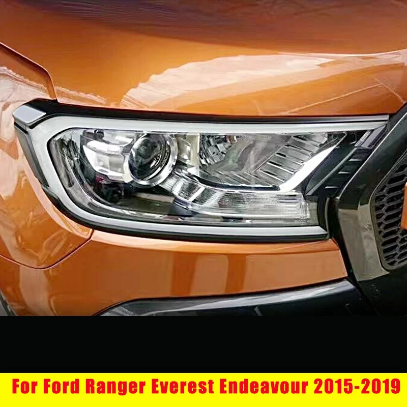 Black DRL Headlight LED Cover Trim Lamp Hood Daytime Running Light For Ford Ranger Everest Endeavour 2015-2019