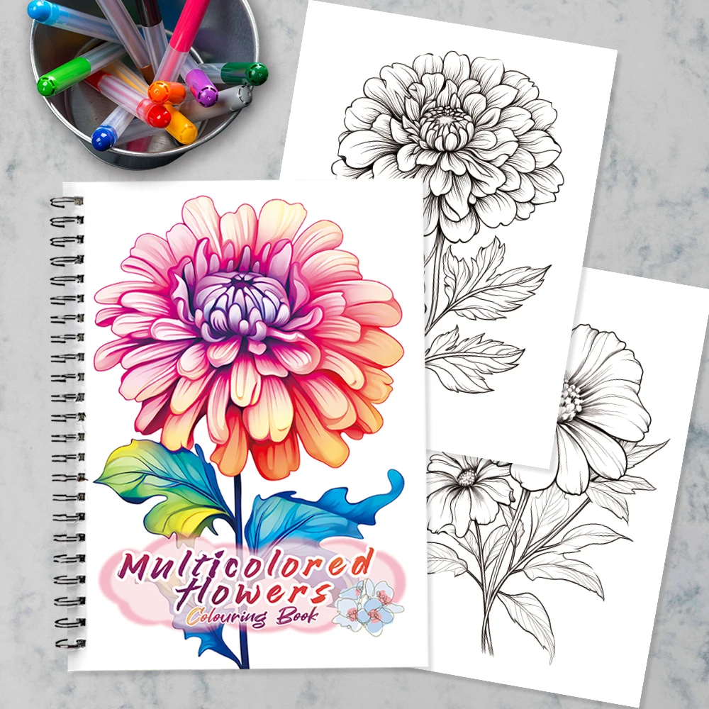 2pcs Floral Coloring Book Set for Women, 30 Unique Designs, 11.2 X 8.3 Inches, Spiral Bound,Perfect Gift for New Year & Holidays