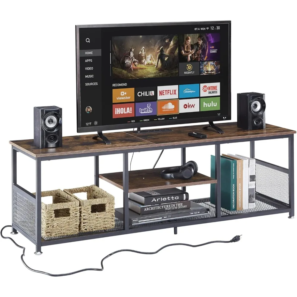 

TV Stand with Power Outlets for Televisions up to 65Inch, 55" Media Entertainment Center with Charging Station