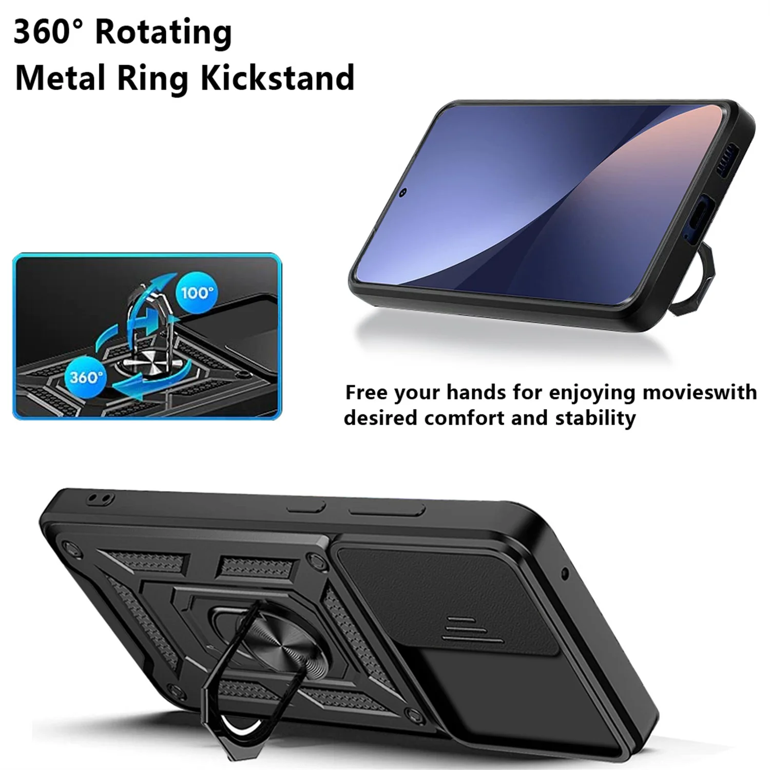 샤오미 12 12X 12 라이트용 아머 충격 방지 케이스, 링 마그네틱 홀더가 있는 렌즈 보호 기능 탑재 아머 케이스