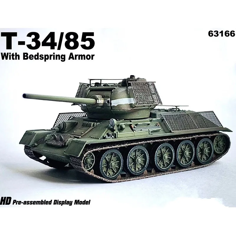 Model w skali 1:72 East Line 1944 Radziecki czołg opancerzony T-34/85 z pancerą sprężynową Diecast Toy Vehicle Collection Display For Fan