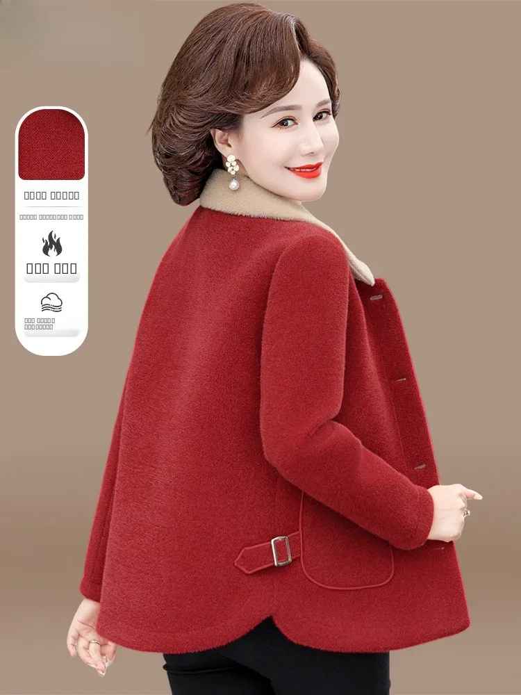 

Зимнее пальто из норкового вельвета для женщин: модное шерстяное пальто для свадебных торжеств, для женщин среднего и старшего возраста, утепленная верхняя одежда