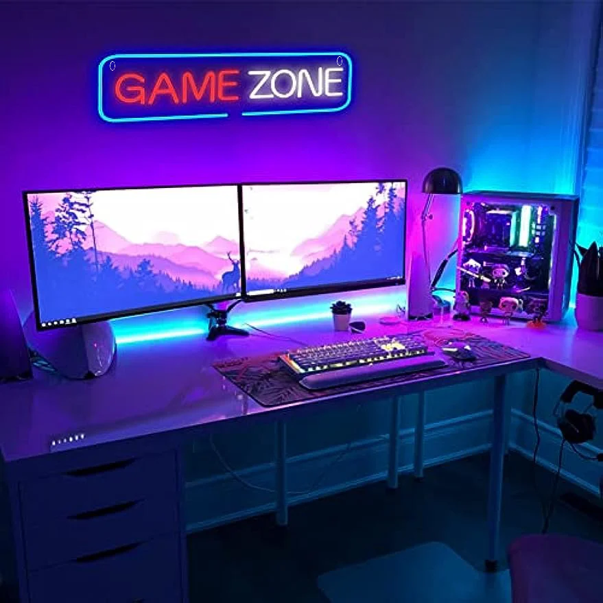 Game Zone Gamer LED Sign USB Powered Gaming Zone LED Neon Sign for Wall Decor Game Room Decor Area Man Cave Pub Gift For Boys