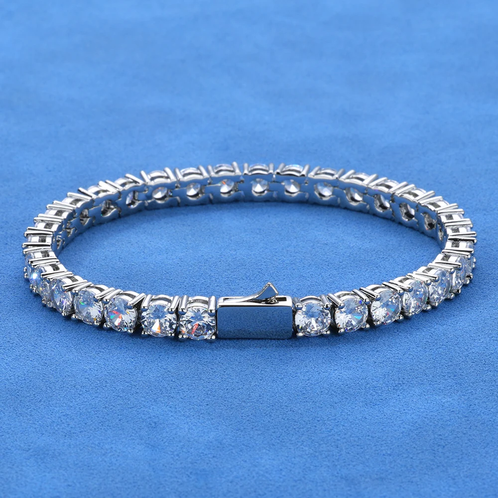 HHIOK Tennis Chain 3mm/4mm/5mm Single Row Zircon Copper Material Necklace Hip Hop Style Iced Fashion Male and Female Couple Gift