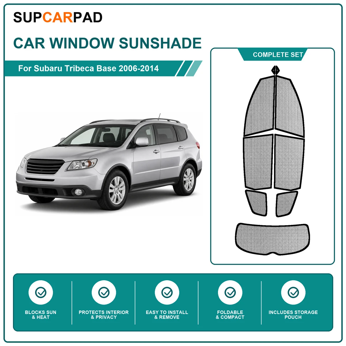 For Subaru Tribeca Base 2006-2014 Full Set Car Window Sunshades UV Block Privacy Heat Insulated Foldable Car Curtain