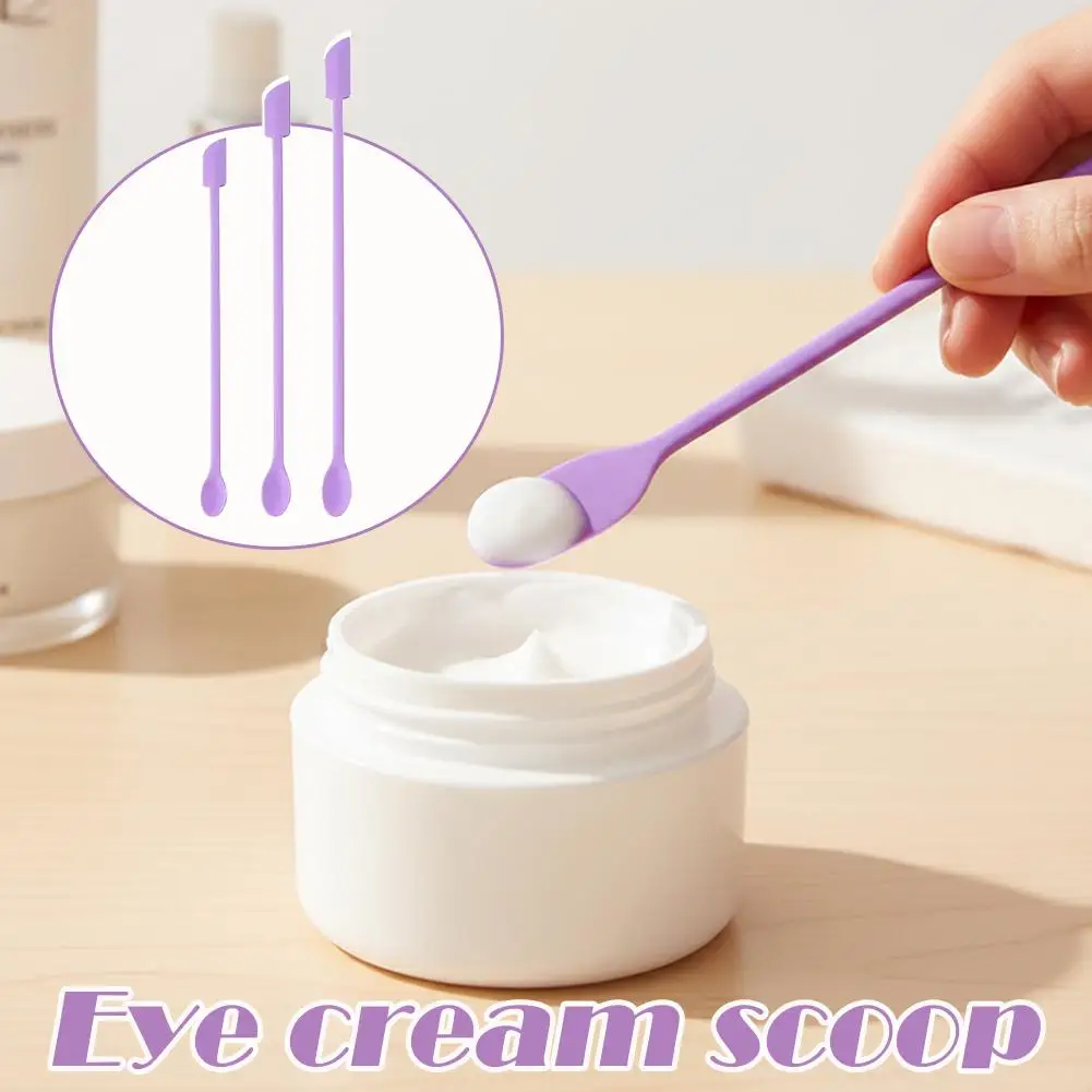 Lot de 3 mini-spatules portables en silicone double-tête, cuillères souples pour cosmétiques, pinceaux allongés pour masques faciaux, ensemble de pinceaux de maquillage