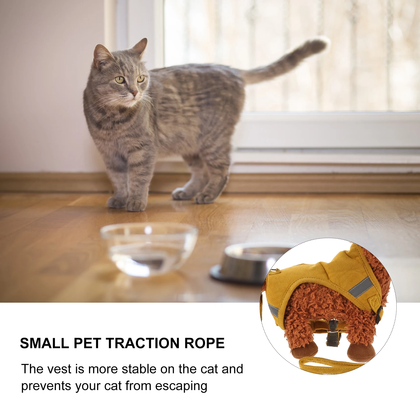 

2 Pcs Pet Harness Suede Vest Traction Rope Leash Belt Small Dog Cat Escape Proof Loop Travel Supplies Soft Adjustable