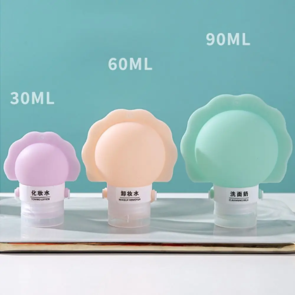 3 pçs garrafa de loção cosmética de silicone 30/60/90ml recarregável garrafa de lavagem corporal à prova de vazamento shampoo sub-engarrafamento viagem & casa