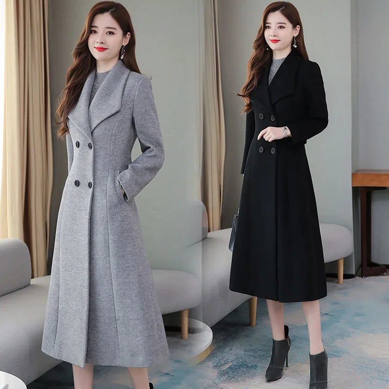 

Women Upscale Temperament Woolen Coat Autumn Winter Nice Pop Thicken Warm Cashmere Woolen Jacket Woman Outerwear R776