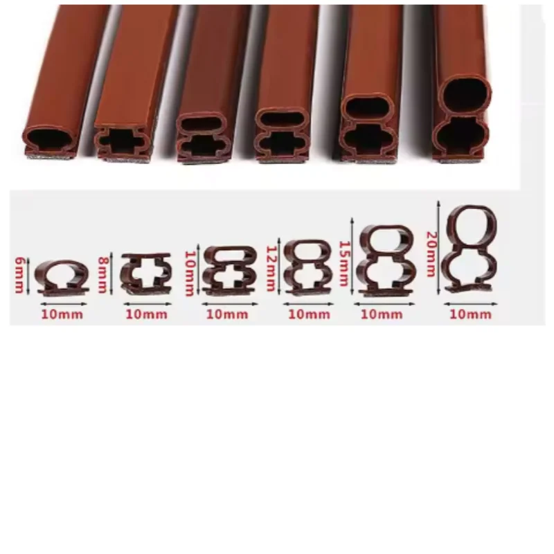 3/6m Silicone Rubber Sealing Strip Crash 10x6/8/10/12/15mm Soundproof Door Thong Strip Security Door/ Window Sealed Slot Type